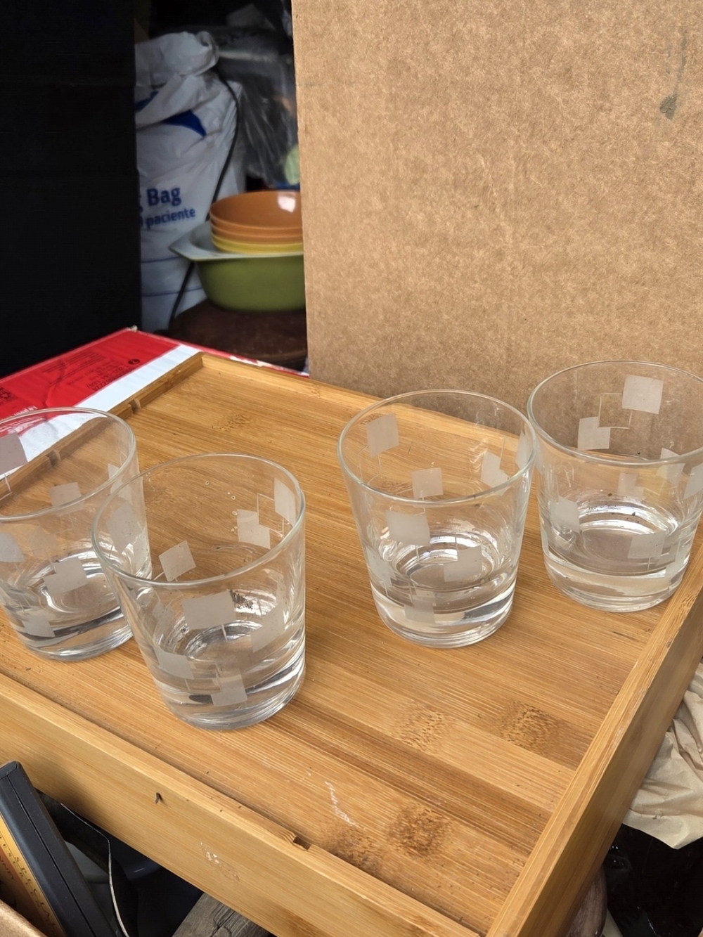 Clear Etched Glass Tumbler Set - 4 Pack Bar Wear Vintage